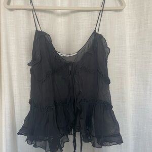 Zara Black Ruffled Camisole Top